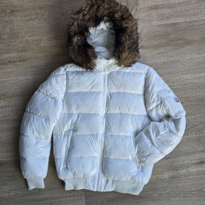 Abrigo moncler blanco gorro pelo